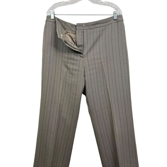 Evan Picone Womens Dress Pants Stripe Flat Front Slash Pockets Lined Taupe Sz 14 - Picture 3 of 6